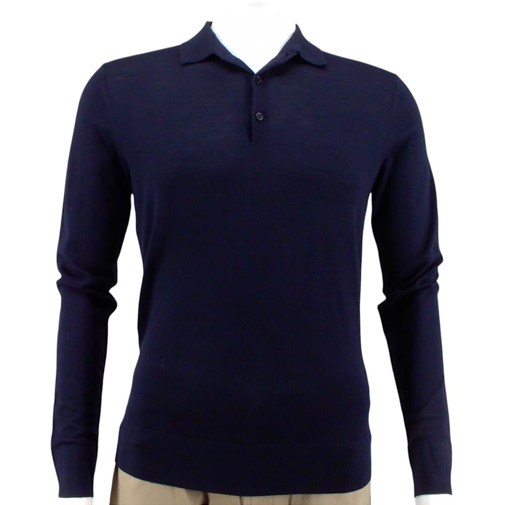 The Men's Store Bloomingdale's Merino Wool Polo Sweater Small Navy Blue Classic